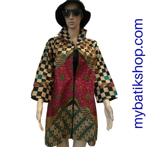 Couple Batik Cap Maroon Checkers